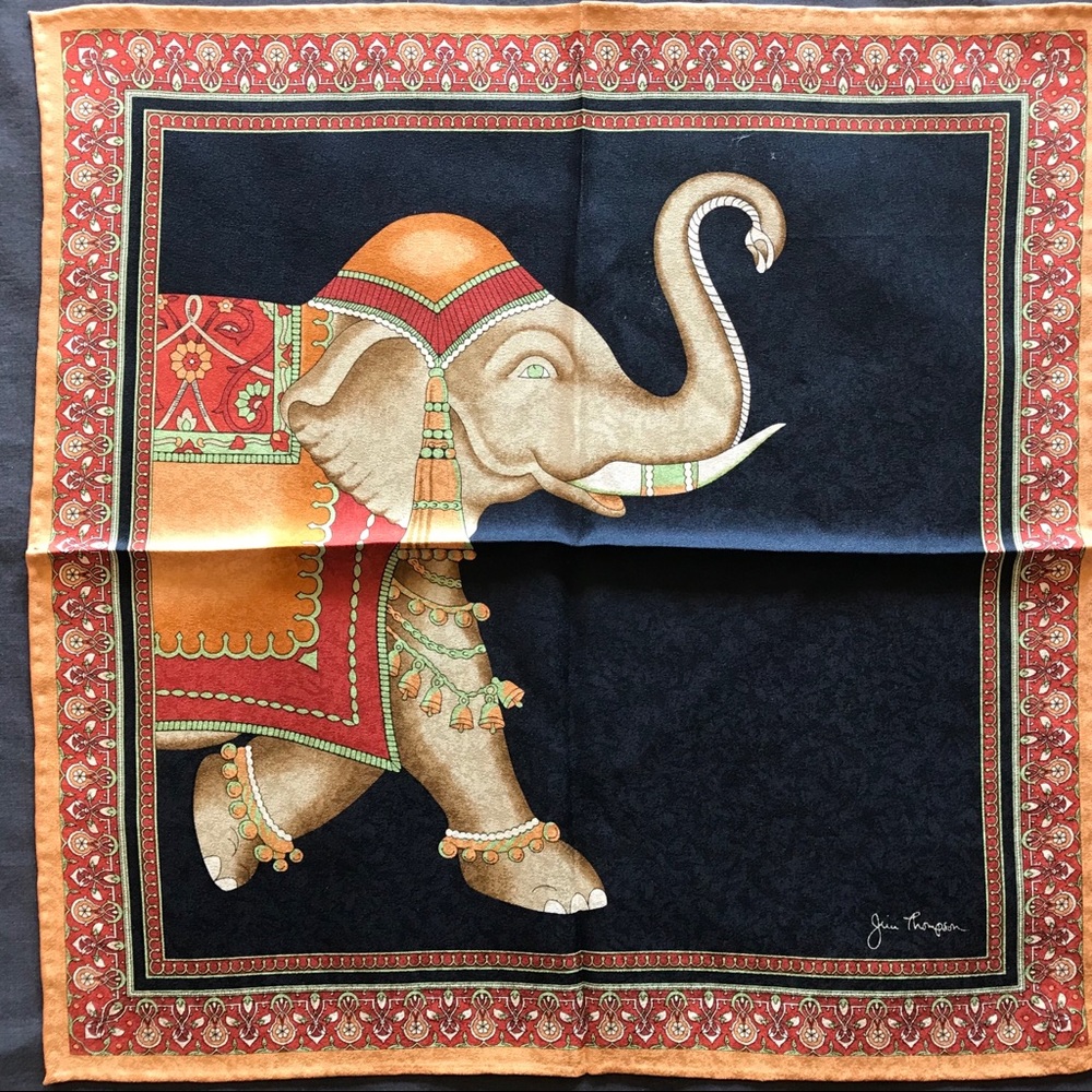 Jim Thompson Vintage Elephant Silk Handkerchief